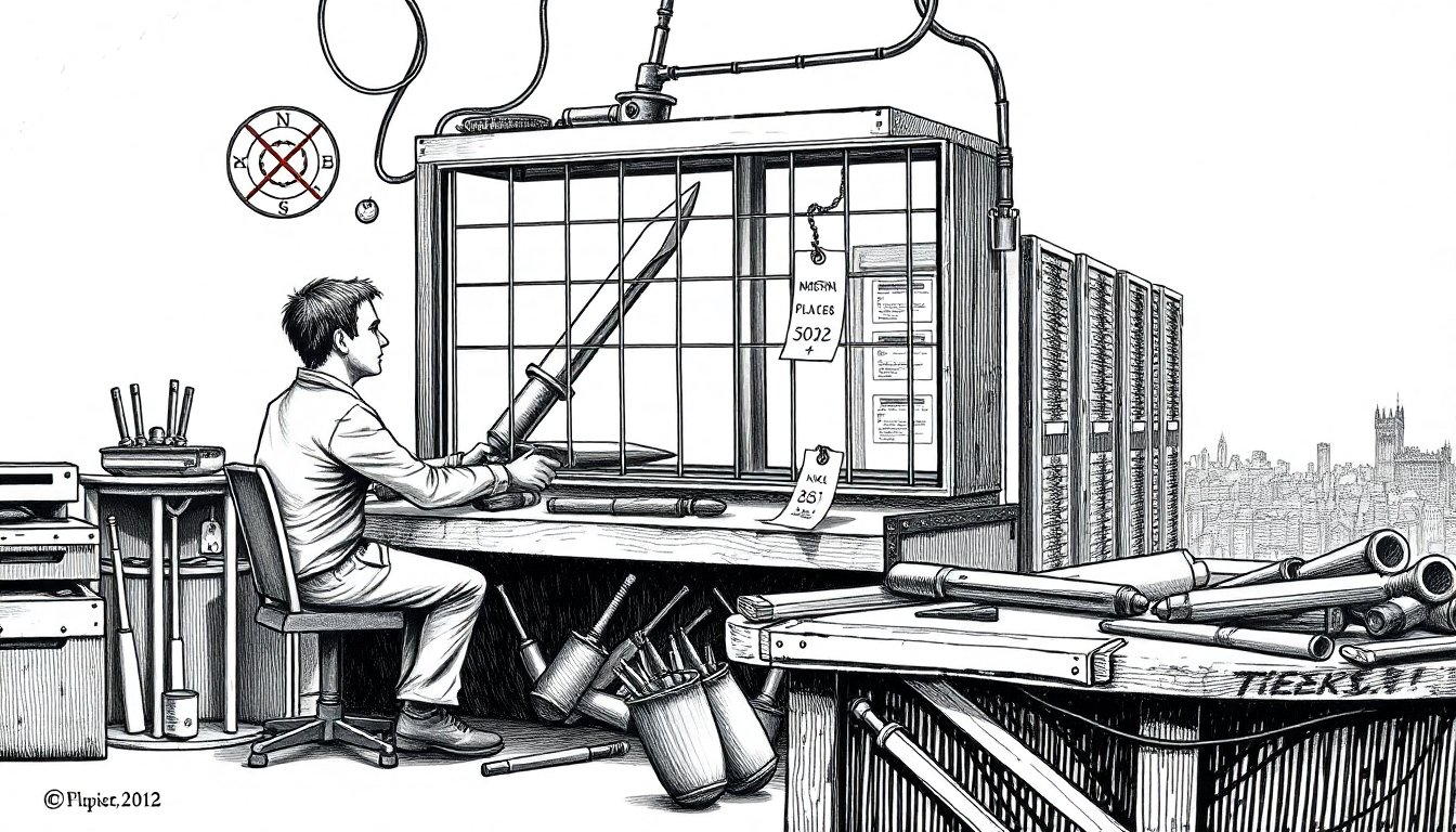 A developer reaches for a tool locked behind glass as plainer substitutes pour in, an export ban reshuffling which AI models they can use.
