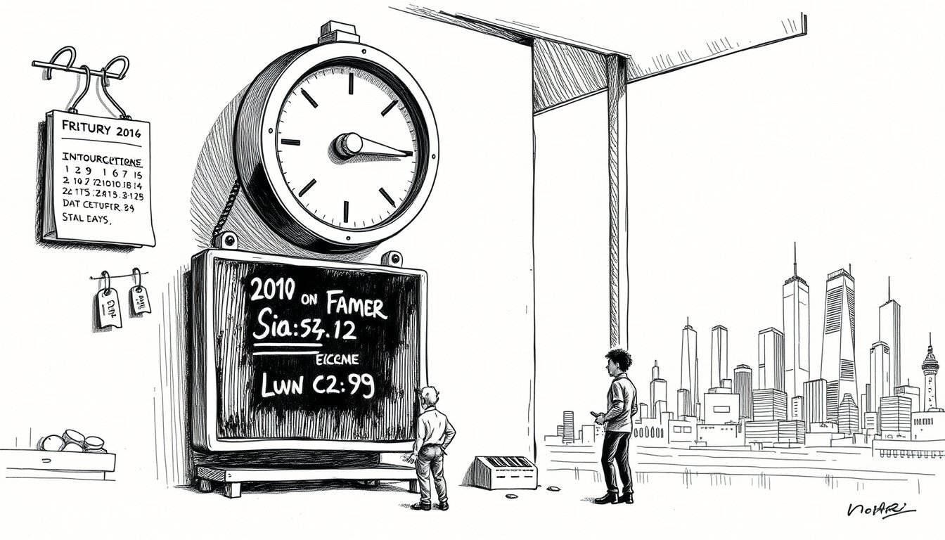 A vendor cranks a price meter upward as a buyer reads a low intro sign, showing how cheap AI prices reset on the seller's schedule.